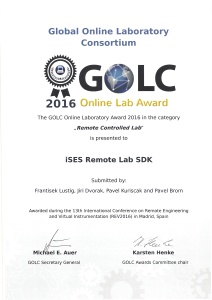 The GOLC Online Laboratory Award 2016 in the category Remote Controlled Lab